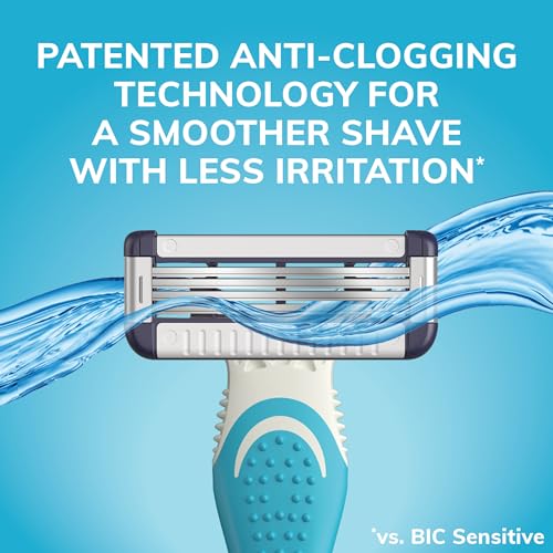 BIC EasyRinse Sensitive Anti-Clogging Men's Disposable Razors, Clinically Proven for Sensitive Skin, Shaving Razors With 4 Blades, 6 Count