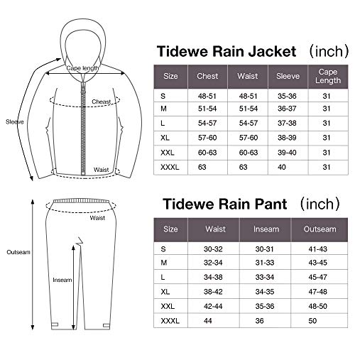 TIDEWE Rain Suit, Waterproof Breathable Lightweight Rainwear (Black Size S)