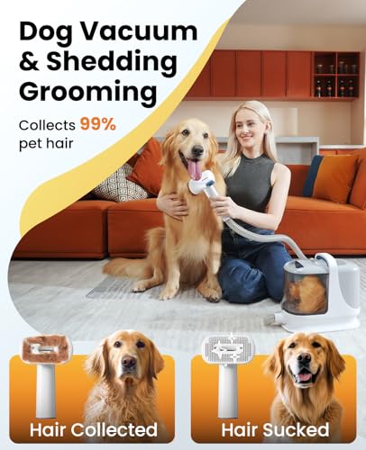 oneisall 7-in-1 Dog Grooming Vacuum Kit with Clipper & Nail Grinder