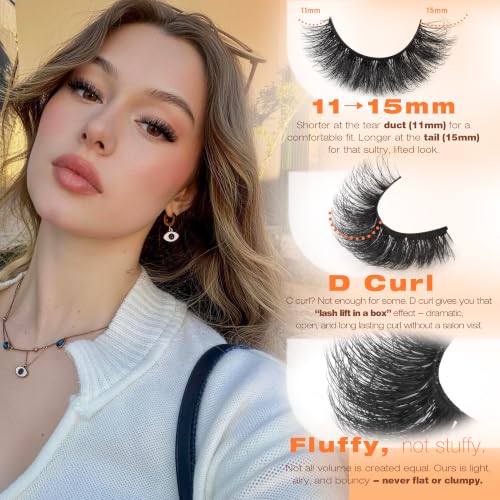 Short Natural Look False Eyelashes 14 Pairs Wispy Faux Mink
