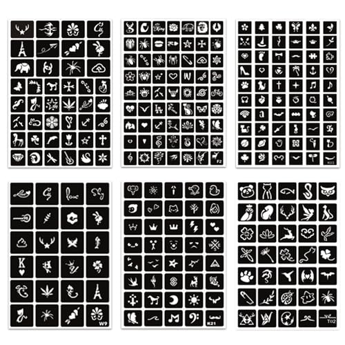 Temporary Tattoo Stencils Kit - 20 Sheets, 458+ Designs
