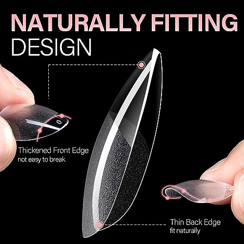 AILLSA Short Almond Gel Nail Tips - Pre-Shaped Full Cover (240 PCS, 15 Sizes)