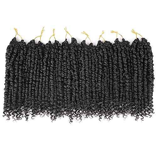 Leeven 10 Inch 8 Packs Pret wisted Passion Twist Crochet Hair Natural Black Pre-looped Short Bob Passion Twists Hair, Bohemian Passion Twist Crochet Braids Crochet Hair Extensions for Women