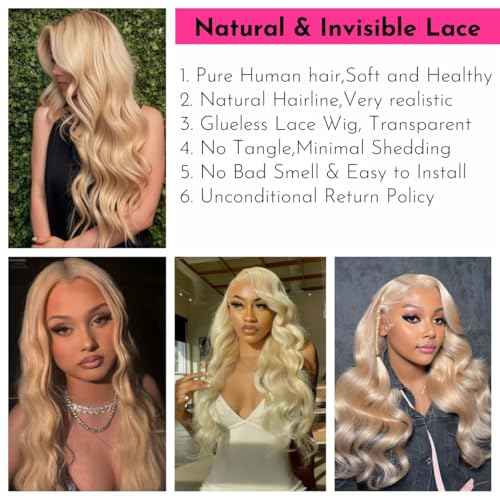 613 Lace Front Wigs Human Hair 13x1 Blonde Lace Front Wigs Human Hair 613 Blonde Wig Human Hair for Women Pre Plucked with Baby Hair Brazilian Blonde Body Wave Wigs 30inch