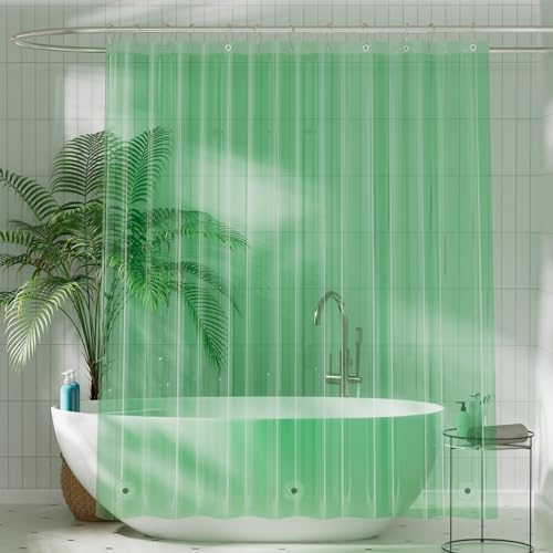 Titanker Shower Curtain Liner, Plastic Shower Liner PEVA 72 x 72 Lightweight Waterproof Shower Curtains for Bathroom with Magnets and Grommets, Forest Green