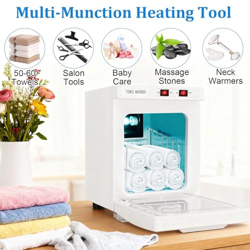 Hot Towel Cabinet 5L, Hot Towel Warmer Cabinet with LED Temperature Display, Extra Large Capacity Heater for Spa, Massage, Salon, Home Use (White 5L)