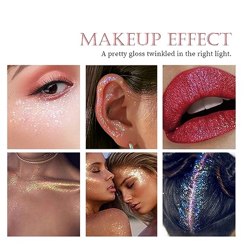 GL-Turelifes Holographic Body Glitter, Chameleon Face Glitter Mermaid Liquid Eyeshadow Fine Glitter for Body, Face, Hair, Halloween Wedding Festival Glitter Sparkling 1.06oz (#03 White)