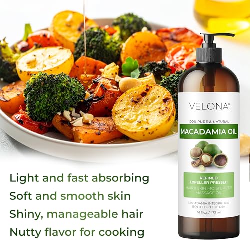 velona Macadamia Nut Oil 32 Fl Oz | 100% Pure and Natural Carrier Oil | Refined | Cooking, Skin, Hair, Body & Face Moisturizing | Use Today - Enjoy Results