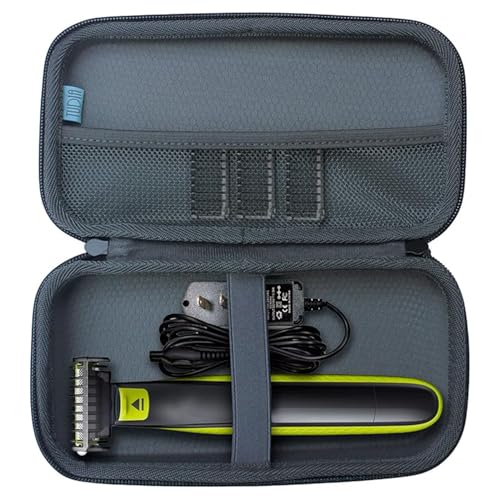 TUDIA Hard EVA Case Compatible with Philips Norelco OneBlade Hybrid Electric Trimmer Shaver, Fits QP2520/90, QP2520/70, QP2630/70 Face and Body, Shockproof Travel Storage Bag - Black [Case Only]