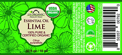 US Organic Lime Essential Oil - Certified Organic, Steam Distilled - W/Euro droppers (More Size Variations Available) (10 ml / .33 fl oz)