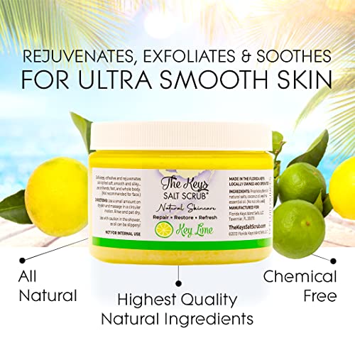 Key Lime Sea Salt Body Scrub Exfoliator with Wooden Spoon