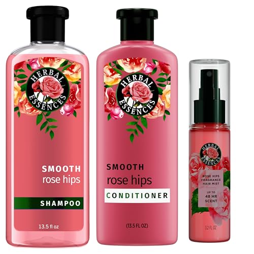 Herbal Essences Rose Hips Smooth Hair Care Set - Shampoo, Conditioner, Fragrance Mist