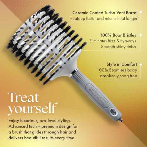Olivia Garden Ceramic and Ion Turbo Vent 100% Boar Bristle Round Hair Brush