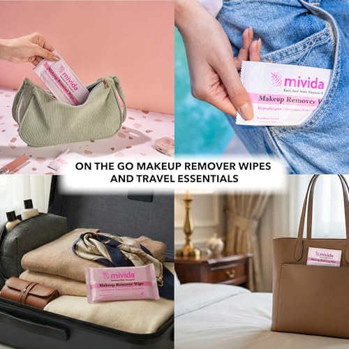 mivida 500 Count Bulk Individually Wrapped Makeup Remover Wipes with Vitamin E | Hypoallergenic, Fragrance-Free, Alcohol-Free makeup wipes | Bulk single make up removing wipes