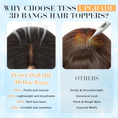 TESS Human Hair Topper Clip-In Bangs with 3D Full Cover