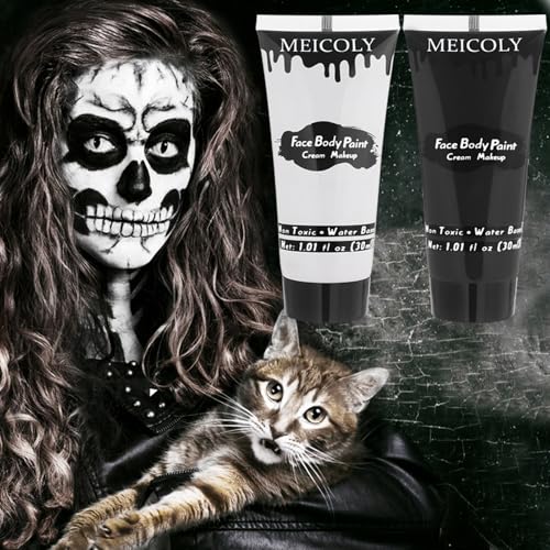 Black & White Face Paint Set with Sponges - Water Based