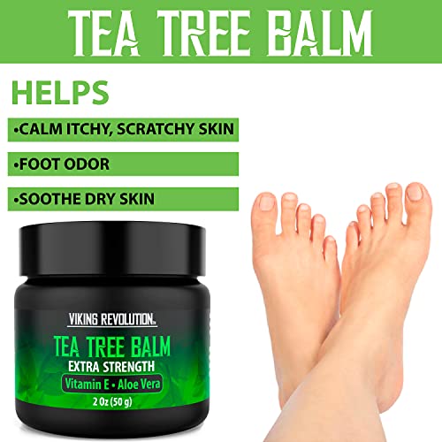 Viking Revolution Tea Tree Oil Cream - Super Balm Athletes Foot Cream - for Eczema, Jock Itch, Ringworm, Nail Treatment - Soothing Skin Moisturizer for Itchy, Scaly, Cracked Skin, 2 Ounce (Pack of 1)