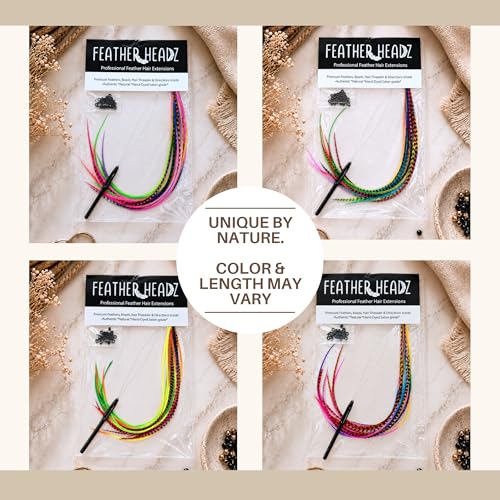 Rainbow Tie Dye Feather Hair Extensions – 21 Real Rooster Feathers