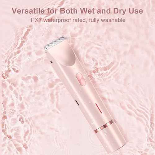 Bikini Trimmer for Women Electric Razors for Women, Double Head Dual Purpose, IPX7 Waterproof Hair Razor, Ceramic Blade Hair Trimmer Wet & Dry Use, Painless Electric Shaver for Facial and Body (Pink)