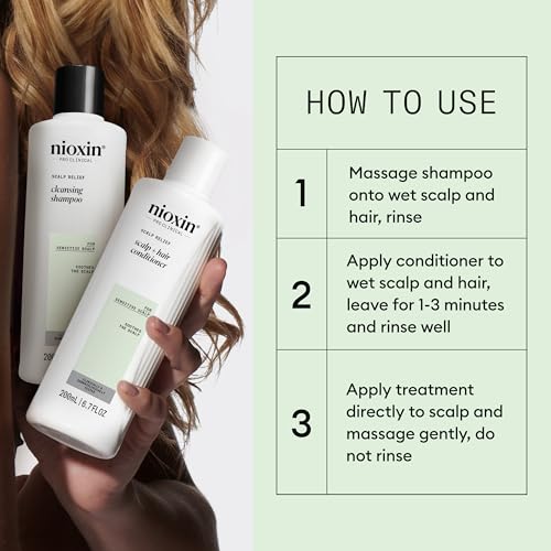Nioxin Scalp Relief System Kit | For Sensitive Itchy Scalp | Made with Aloe Vera and Vitamin E | Trial Size