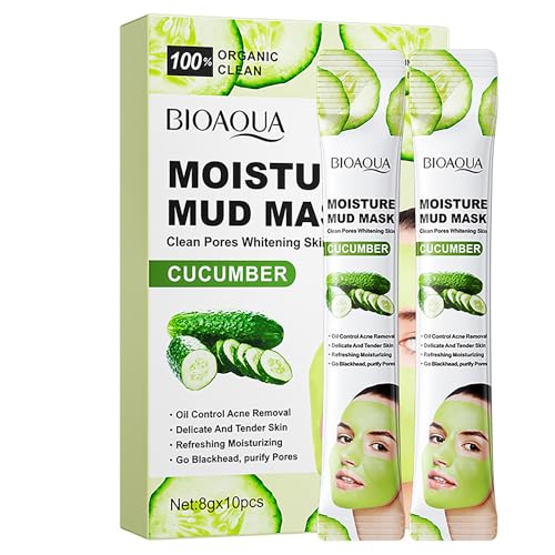 BIOAQUA Cucumber Moisturizing Facial Mud Mask Clean Pores Oil Control Refreshing Face Skin 8g x 10pcs