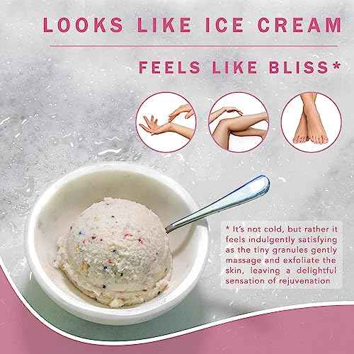 Ice Cream Scrub, Clean Exfoliating Sugar Scrub with Whipped Shea Butter Scrub & Nourishing Oils, Gentle & Moisturizing Sugar Scrub, Fights Dryness and Locks in Hydration, Cake Scent 200ml