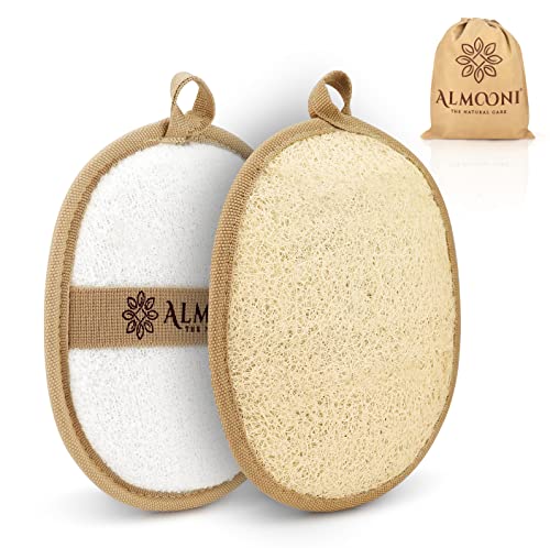 Almooni Natural Loofah Exfoliating Body Scrubber - 2 Pack