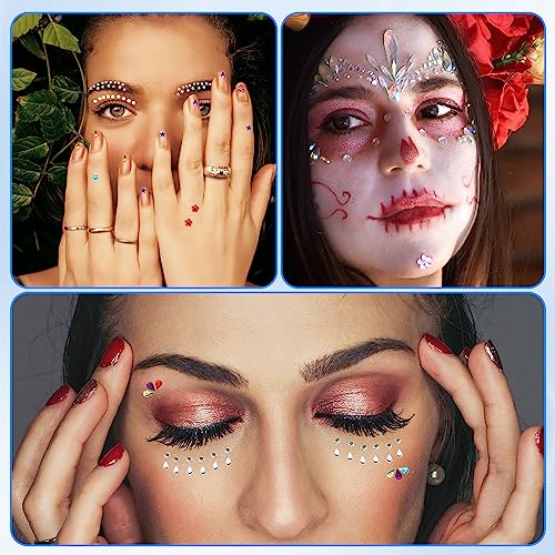 Face Gems Stickers - 9 Sheets Self-Adhesive Jewels for Makeup