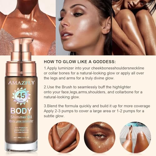 Shimmer Body Oil SPF 45 Sunscreen – Waterproof Luminizer