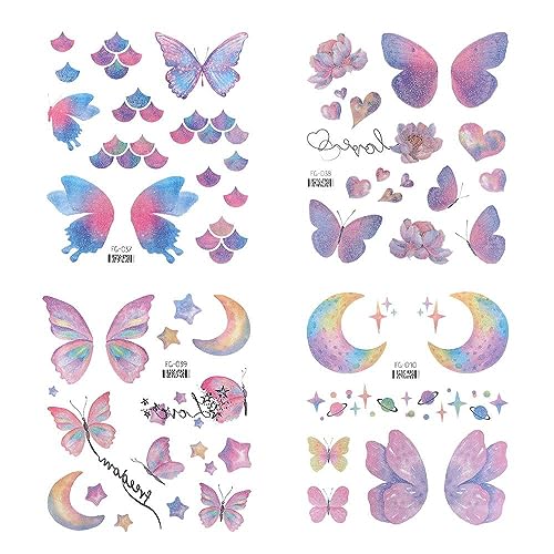 Pokinge 34 Sheets Temporary Tattoo Stickers - Flower & Butterfly