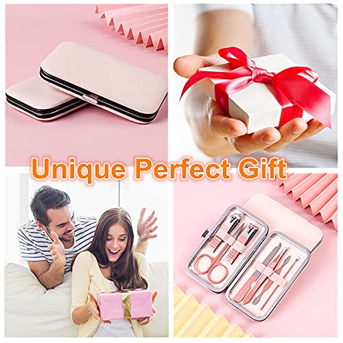 7-Piece Stainless Steel Manicure Set with Travel Case - Rose Gold