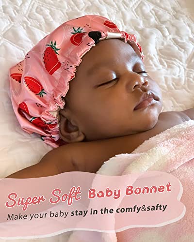 YANIBEST Baby Satin Bonnet Sleep Cap - Reversible Adjustable Light Pink for 6-36 Months