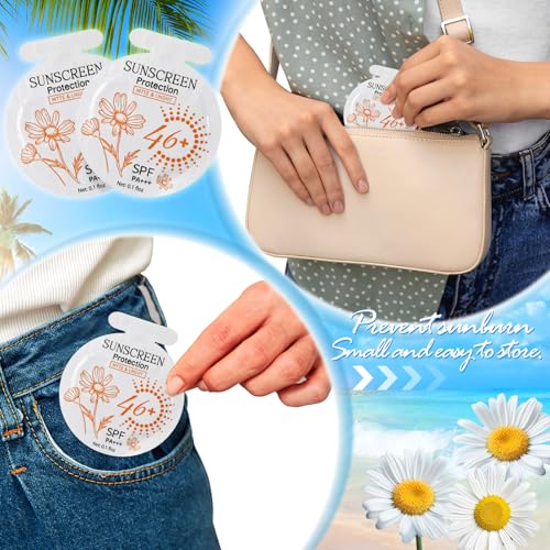 100 Pcs Sunscreen Bulk Mini Travel Size Sunscreen Packets SPF 46+ Summer Party Gifts for Women Girl