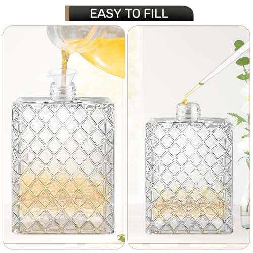 6 Pcs 50ml/1.7oz Glass Perfume Spray Bottles with Gold Lid Empty Square Fine Mist Sprayer Refillable Atomizer Pump Bottle for Water Alcohol Toner Essential Oils,2 Pipettes,2 Funnels