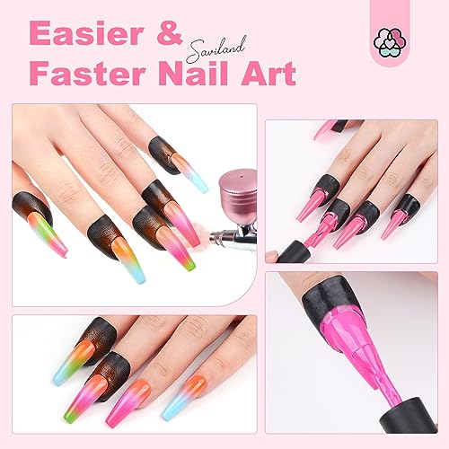 Saviland French Manicure Nail Art Kit with Stamper & Nail Protectors - 4 Pieces