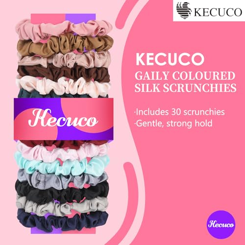 30Pcs Silk Satin Hair Scrunchies for Women & Girls