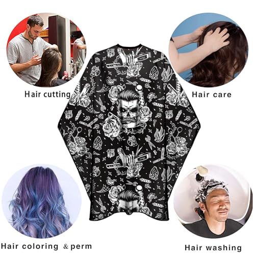 Barber Cape with Snaps, Water-Resistant Hair Salon Cutting Gown