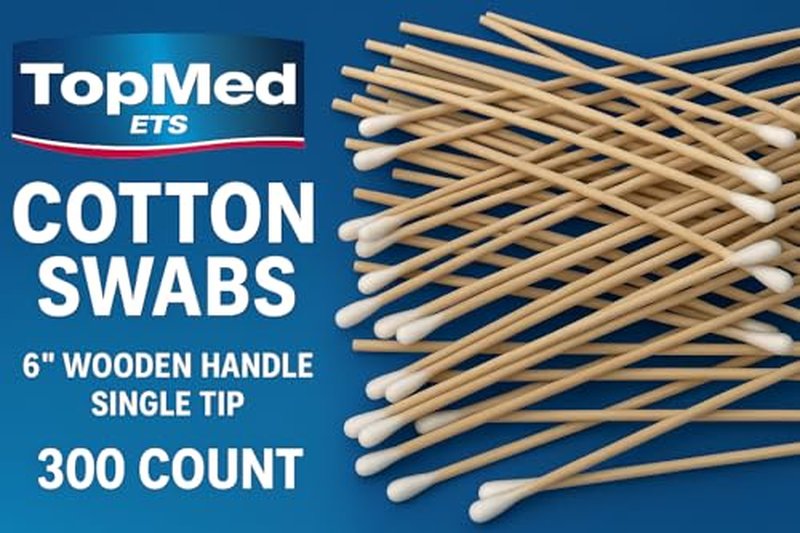 6" Cotton Swabs 300 Count - Single Tip Applicators Wooden Handle
