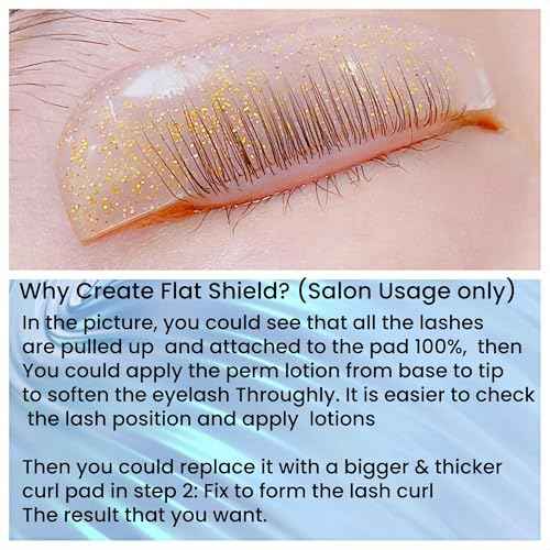 Korean Lash Lift Shields Asian Flat Shields 1mm Thin Lash Lift Pad For NO.1 Perm Soften Eyelashes Lash Lifting Pads For Salon Usage Flatter Rods For Perming Lashes Thoroughly (Gold)