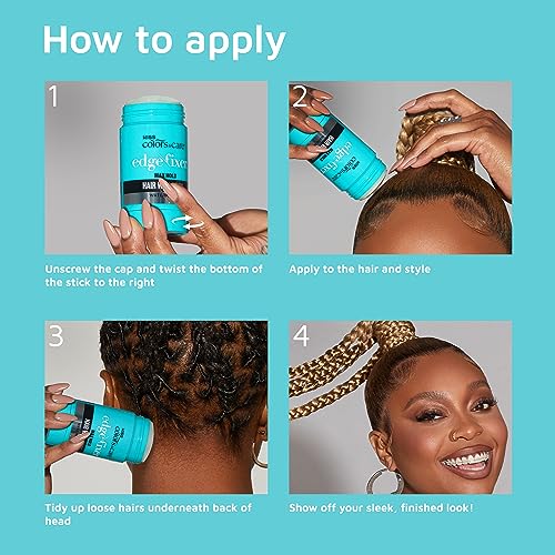 KISS COLORS & CARE Hair Wax Stick, 2.47 OZ (Sweet Peach) - Effortless Edge Styling, 24 Hour Hold, Non-Oily, Flake-Free, Biotin B7 & Shea Butter, Sleek Results, Tames Flyaways, Promotes Hair Growth