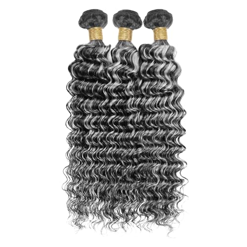 P1BGrey Deep Wave Hair Bundles 28 30 32 Inch Ombre