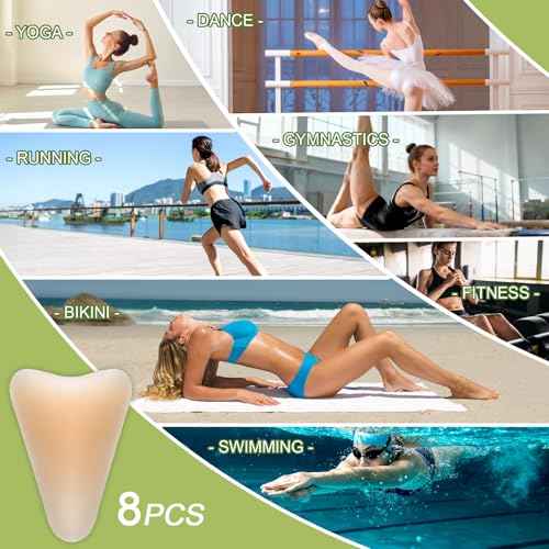8-Pack Upgraded Camel Concealer Toe Cover for Women, Adhesive Reusable Silicone Pads with No-Bump Design, Anti Camel Insert for Swimsuit Yoga Leggings, Comfortable Fit
