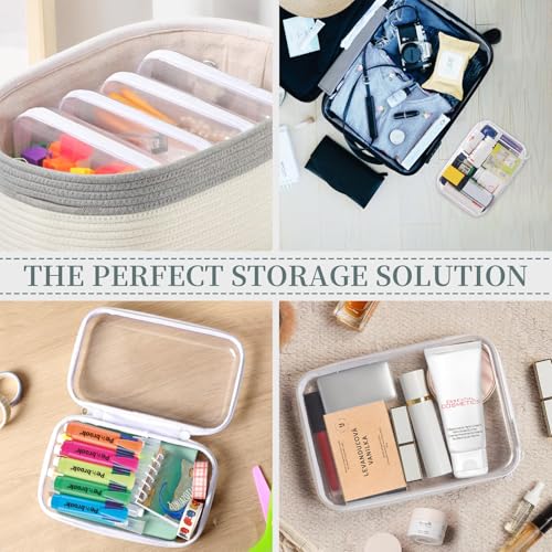 3 Pack Clear Hard Shell Zipper Pouches - Waterproof Makeup & Travel Organizer