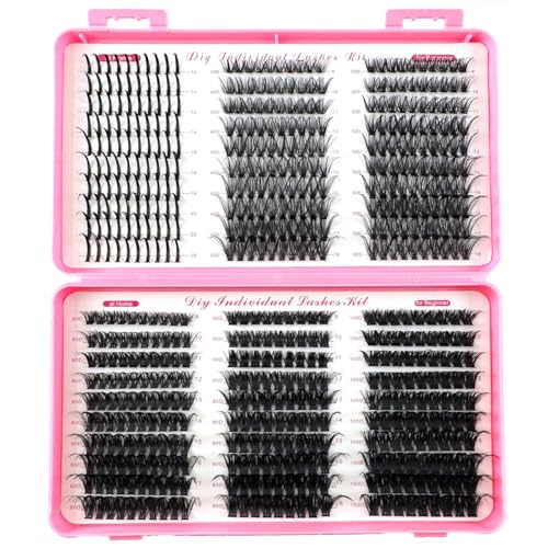 200D-60D large capacity eyelash book single cluster artificial mink false eyelashes 500pcs thick eyelashes 0.07mm D curly false eyelashes 10-18mm mixed mink lashes (Spikes40D50D+60D80D100D)