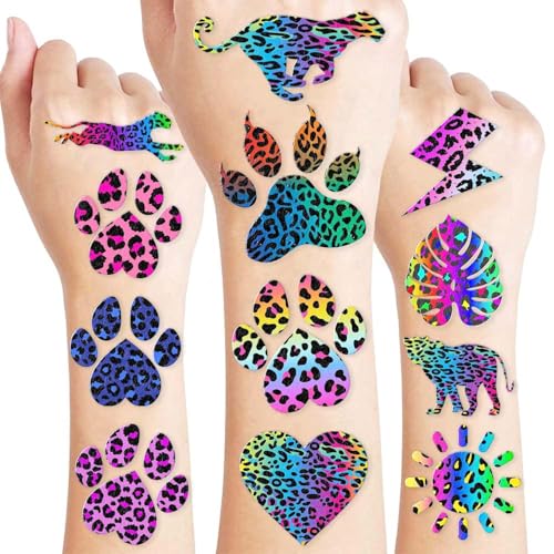 120 PCS Cheetah Print Temporary Tattoos for Kids