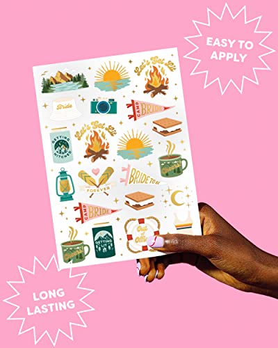 Camp Bachelorette Temporary Tattoos - 42 Gold Foil Designs