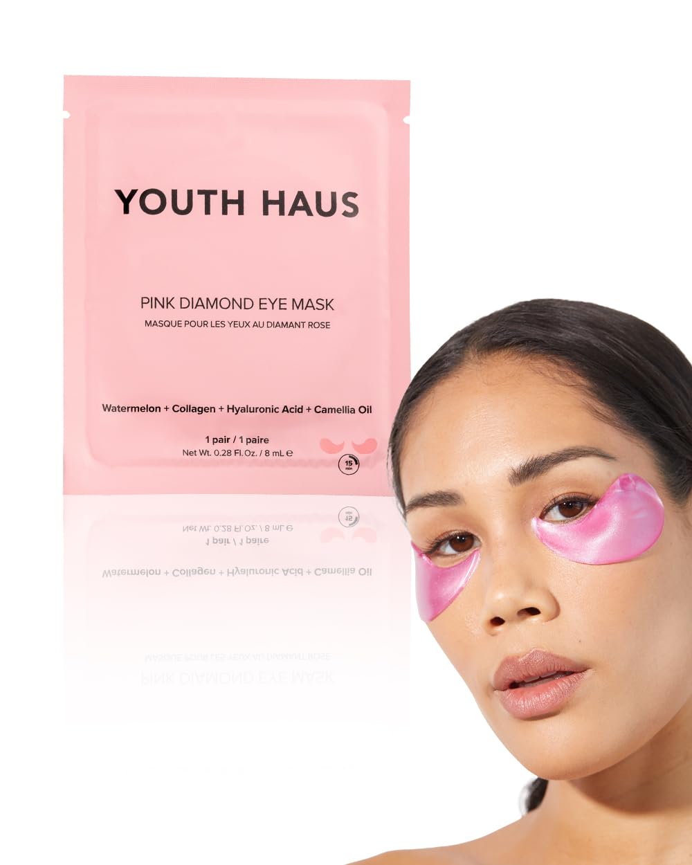 Skin Gym Youth Haus Cryocool Eye Mask With Watermelon, Collagen, Hyaluronic Acid and Camellia Oil - Nourishing, Hydrating, Depuffing and Anti Wrinkle, Pink