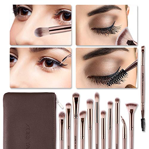 Z'OREYA 12Pc Professional Eye Makeup Brush Set with Bag