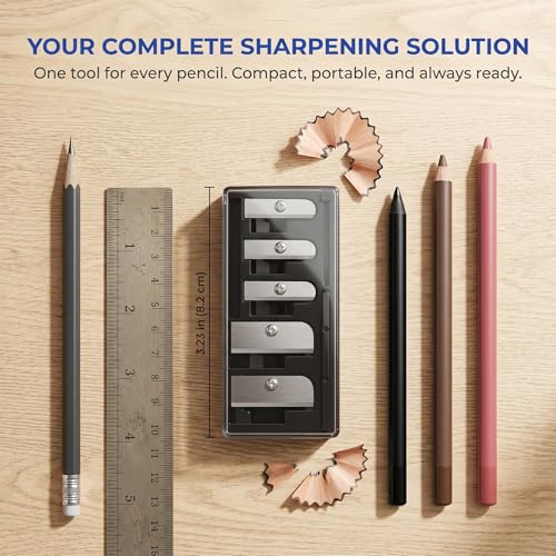 Multi-Size Makeup Pencil Sharpener with Storage Box - Eyebrow, Lip, Eyeliner, Concealer