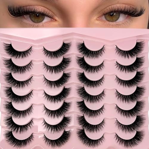 Fluffy 3D Cat Eye Lashes 14 Pairs Reusable Faux Mink Strip